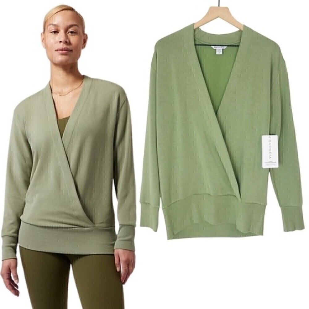 New! Athleta Purana V Neck Wrap Oversized Spring Sweatshirt Sweater
